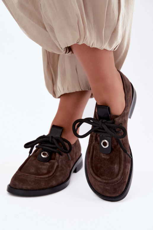 apavi Barefoot  Z Naturalnego Zamszu D&A CR62-3460 Czekoladowe