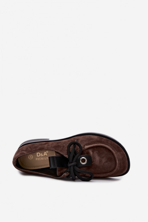 apavi Barefoot  Z Naturalnego Zamszu D&A CR62-3460 Czekoladowe
