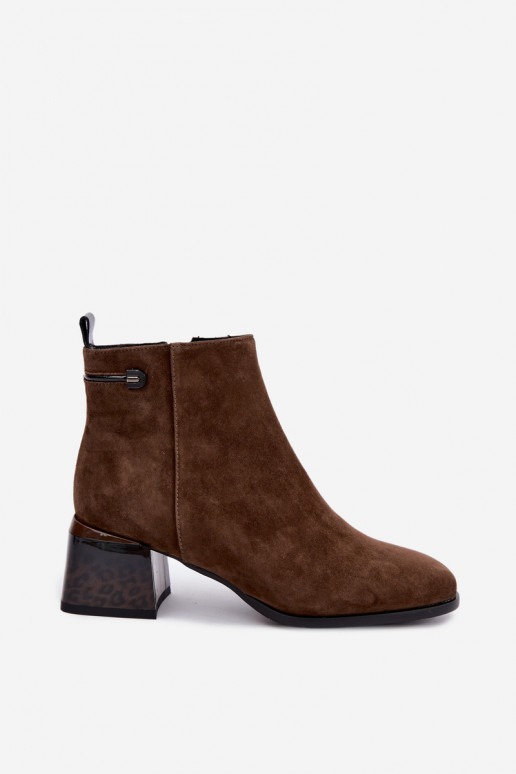 siltināti Sieviešu puszābaki Z Naturalnego Zamszu  brūnas krāsas Lurelia