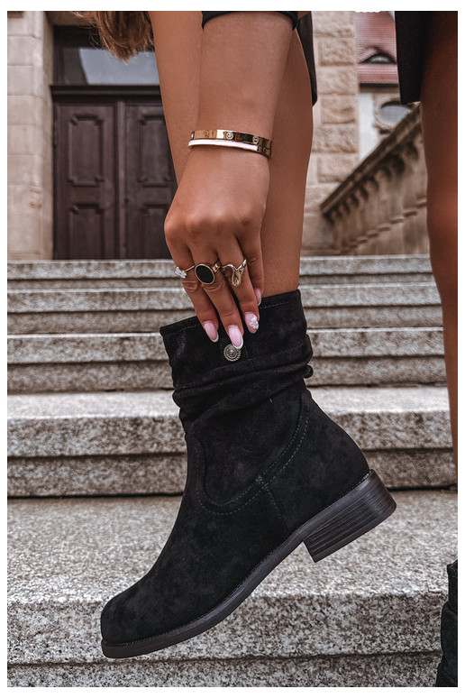 siltināti Sieviešu puszābaki  ar platiem papēžiem S.Barski HY62-8102 Melns