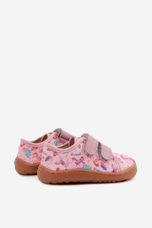 Čības Bērnu apavi Barefoot  Froddo Canvas G1700440-26 Rozā krāsas