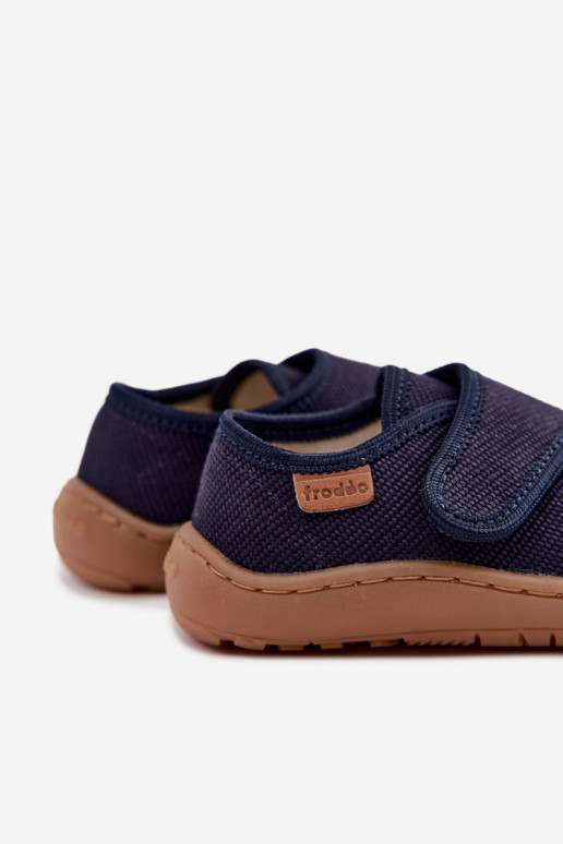 Čības Bērnu apavi bērnu ar lipīgām aizdarēm Barefoot Froddo G1700438 tumši zilas krāsas