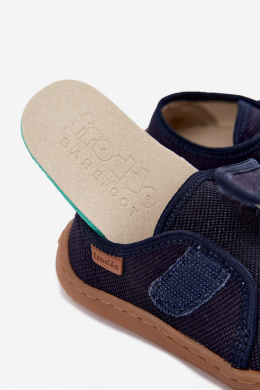 Čības Bērnu apavi bērnu ar lipīgām aizdarēm Barefoot Froddo G1700438 tumši zilas krāsas
