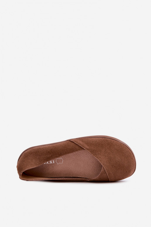 Balerīnas  Barefoot Z Naturalnego Zamszu brūnas krāsas Mirelia