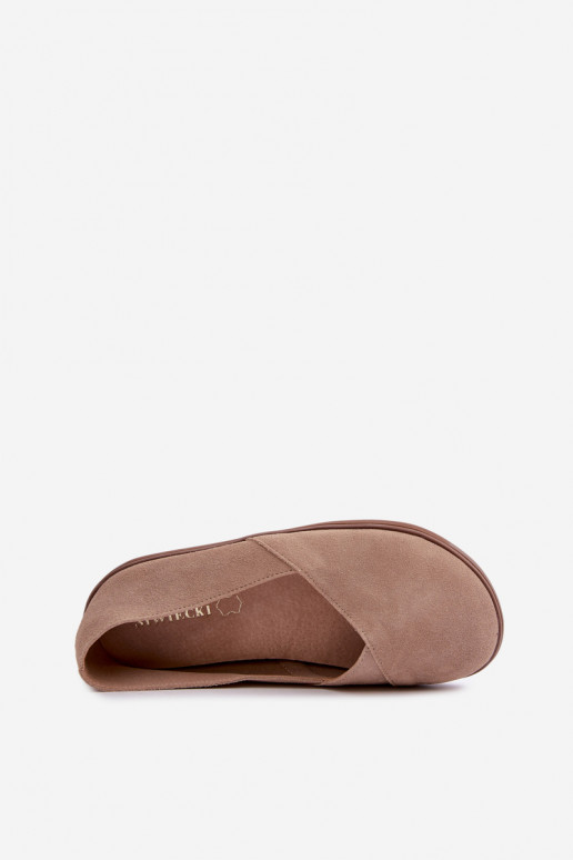 Balerīnas  Barefoot Z Naturalnego Zamszu smilšu krāsas Mirelia