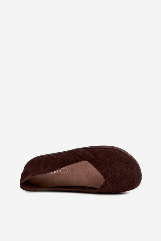 Balerīnas  Barefoot Z Naturalnego Zamszu Czekoladowe Mirelia