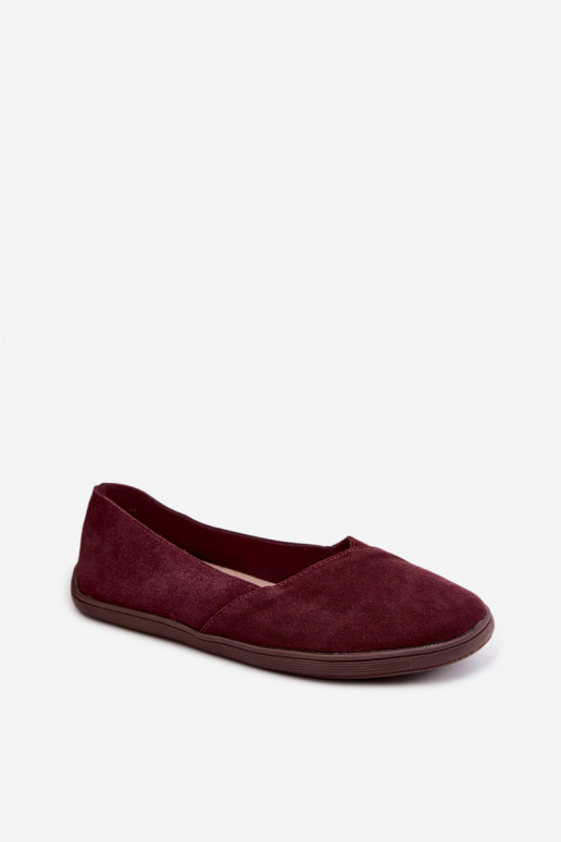 Balerīnas  Barefoot Z Naturalnego Zamszu bordo krāsas Mirelia