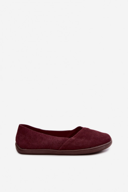 Balerīnas  Barefoot Z Naturalnego Zamszu bordo krāsas Mirelia