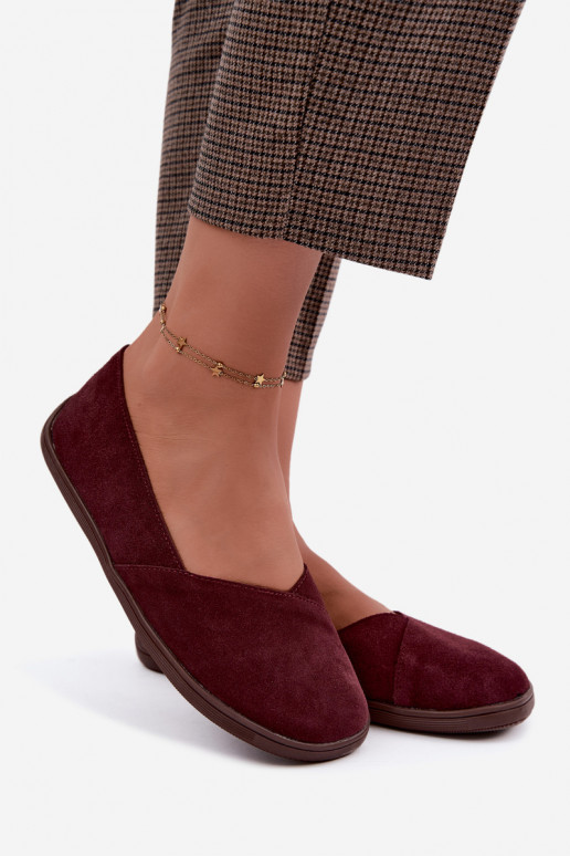 Balerīnas  Barefoot Z Naturalnego Zamszu bordo krāsas Mirelia