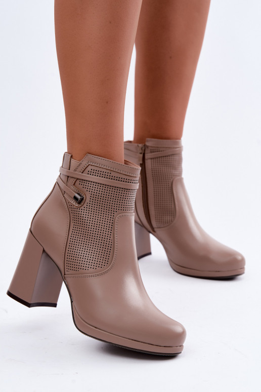 siltināti Sieviešu puszābaki ar papēdi smilšu krāsas Nalissa