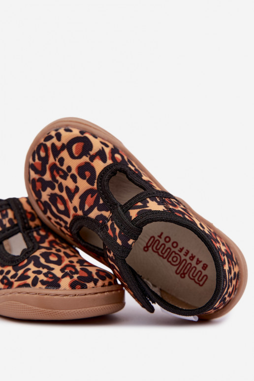 Čības Barefoot Bērnu ar lipīgām aizdarēm Milami ar leoparda kažokādas rakstu DzelteniMelns Talirae