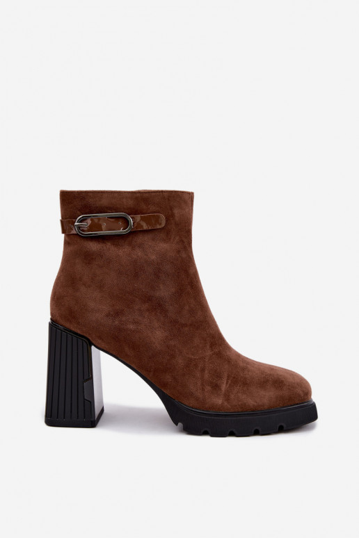 siltināti Sieviešu puszābaki Z Naturalnego Zamszu ar papēdi Vinceza 91172 Camel