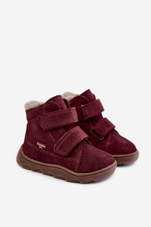   zamšādas sniega apavi Barefoot Bērnu apavi Froddo G2110151-4 bordo krāsas