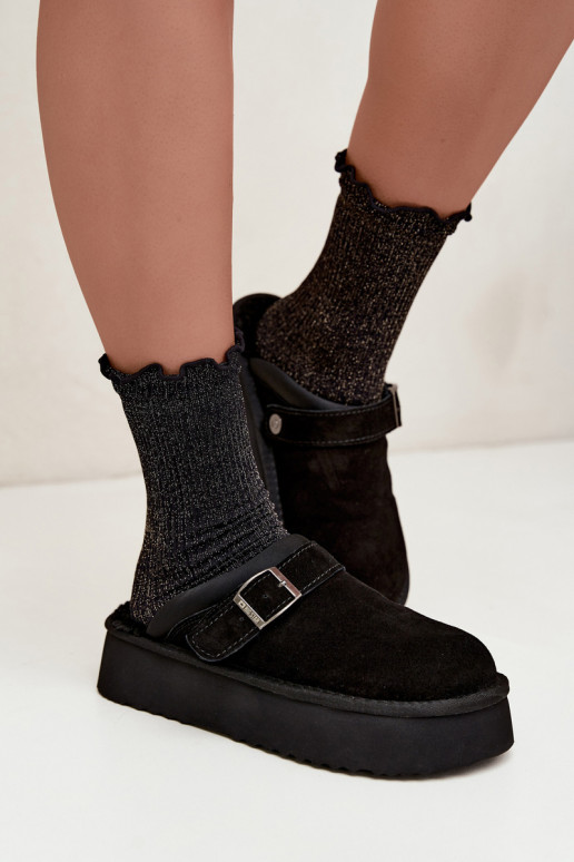   zamšādas sniega apavi ar platformu ar sprādzēm Big Star UU274698 Melns