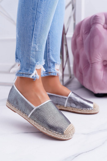 Lu Boo Sudraba krāsas Ažūra espadrilles Kimchi