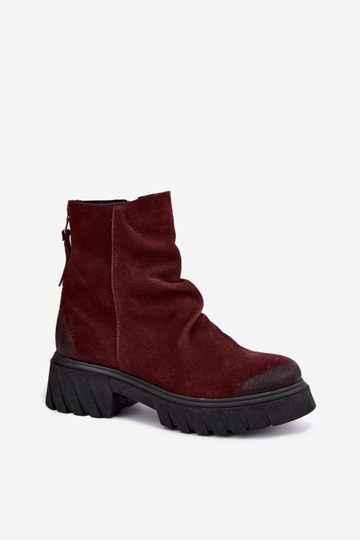   Zamšādas kurpes  siltināti Zazoo 60590 bordo krāsas