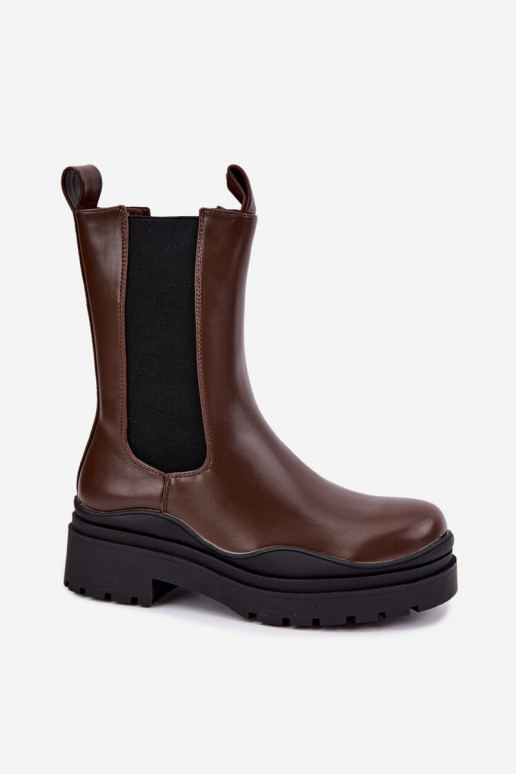 siltināti stilīgi puszābaki ar platformu brūnas krāsas Rissana