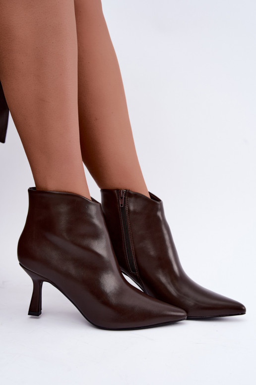 Sieviešu puszābaki Ze Szpiczastymi Noskami ar papēdi Czekoladowe Florenne