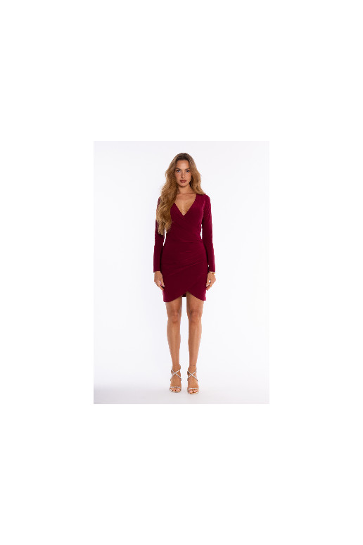 Aploksnes stila mini kleita bordo krāsā