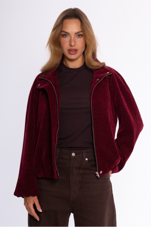 Korduroja bomber jaka - bordo
