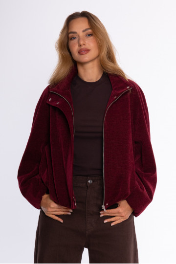 Korduroja bomber jaka - bordo 2