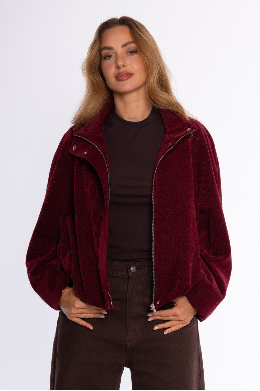 Korduroja bomber jaka - bordo