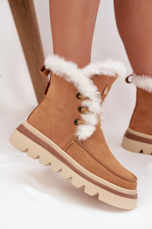 sniega apavi  Z Naturalnego Zamszu Lee Cooper LCJ-25-01-3738 Camel