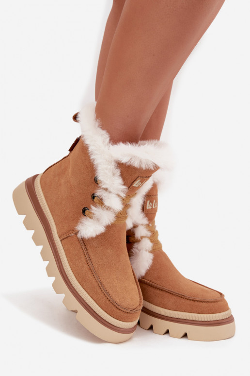 sniega apavi  Z Naturalnego Zamszu Lee Cooper LCJ-25-01-3738 Camel