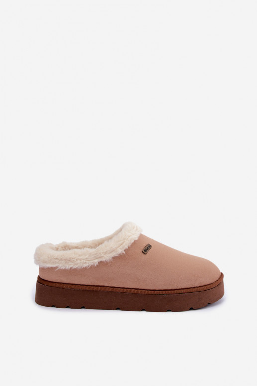 Čības apavi mājas  ar kažokādu Inblu DR000004 Camel