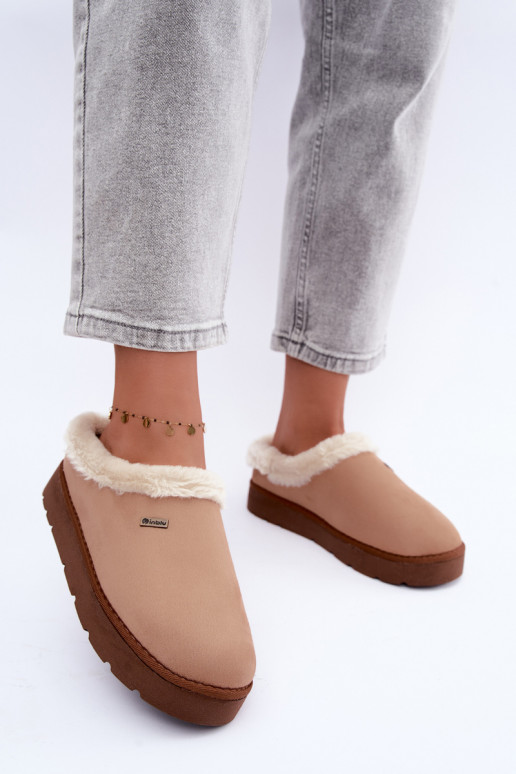 Čības apavi mājas  ar kažokādu Inblu DR000004 Camel