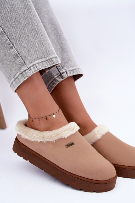 Čības apavi mājas  ar kažokādu Inblu DR000004 Camel