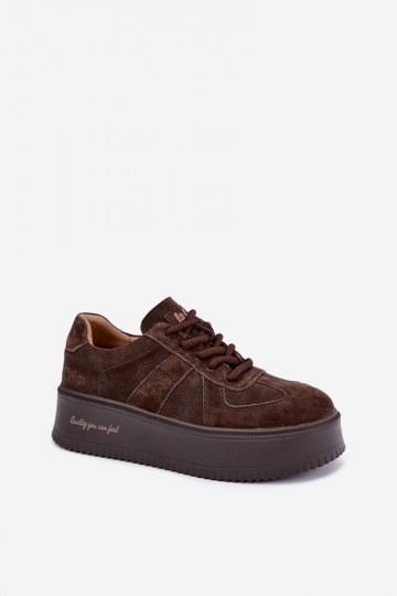   zamšādas  modeļa apavi  ar platformu Lee Cooper LCJ-26-01-4644 Czekoladowe