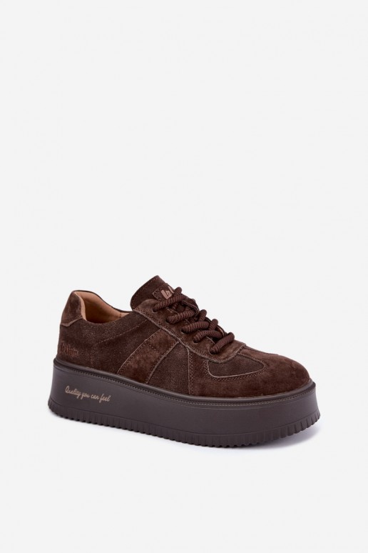   zamšādas  modeļa apavi  ar platformu Lee Cooper LCJ-26-01-4644 Czekoladowe