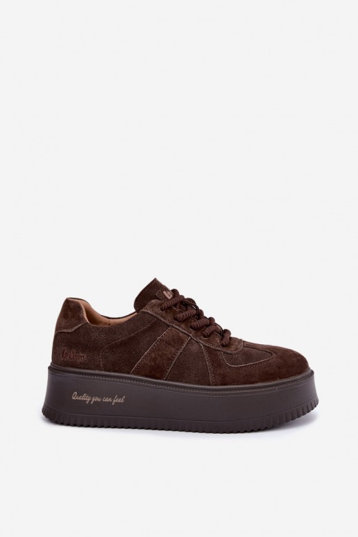   zamšādas  modeļa apavi  ar platformu Lee Cooper LCJ-26-01-4644 Czekoladowe