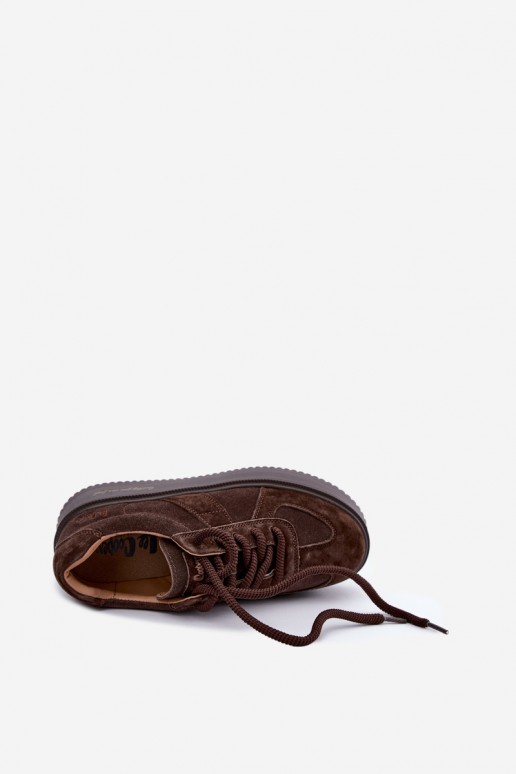   zamšādas  modeļa apavi  ar platformu Lee Cooper LCJ-26-01-4644 Czekoladowe