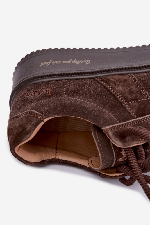   zamšādas  modeļa apavi  ar platformu Lee Cooper LCJ-26-01-4644 Czekoladowe