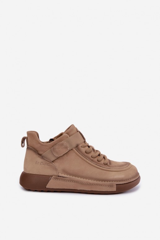 siltināti Sieviešu puszābaki Z Naturalnej Skóry Lee Cooper LCJ-26-19-4603 Haki krāsas