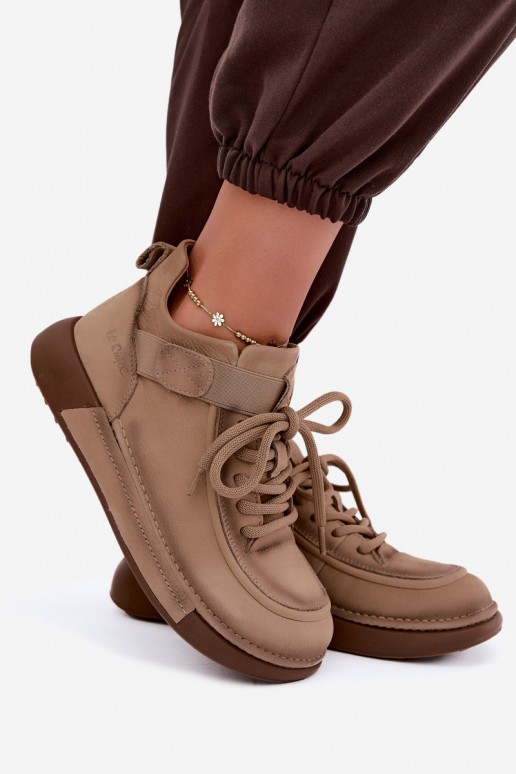 siltināti Sieviešu puszābaki Z Naturalnej Skóry Lee Cooper LCJ-26-19-4603 Haki krāsas