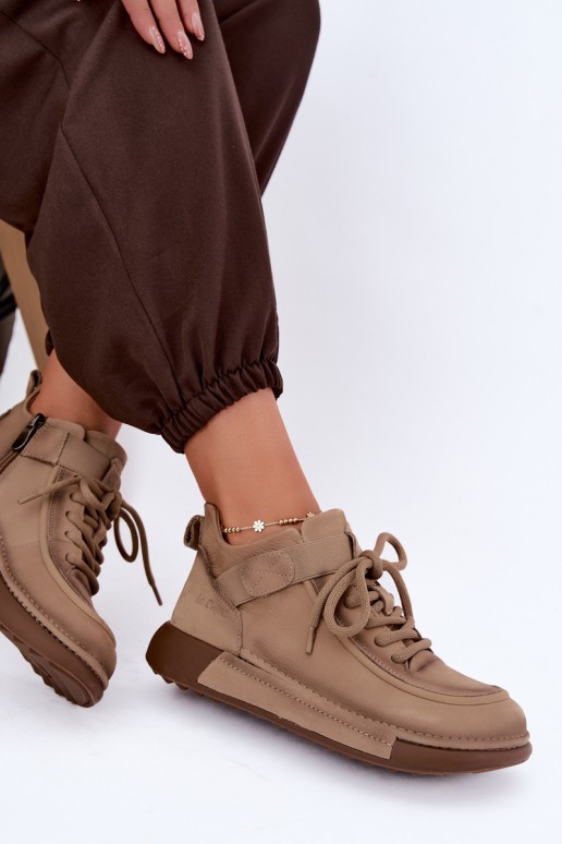 siltināti Sieviešu puszābaki Z Naturalnej Skóry Lee Cooper LCJ-26-19-4603 Haki krāsas