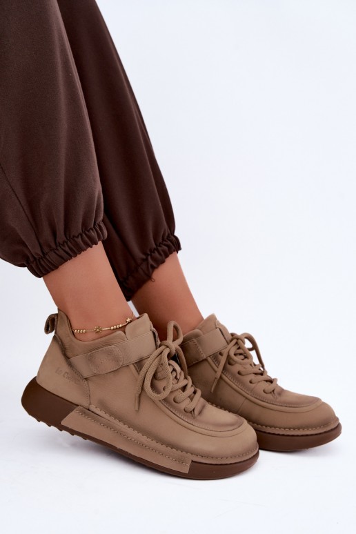 siltināti Sieviešu puszābaki Z Naturalnej Skóry Lee Cooper LCJ-26-19-4603 Haki krāsas