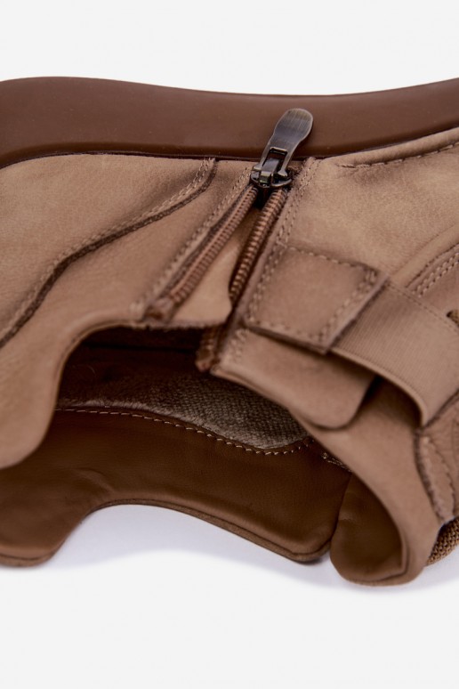 siltināti Sieviešu puszābaki Z Naturalnej Skóry Lee Cooper LCJ-26-19-4603 Haki krāsas