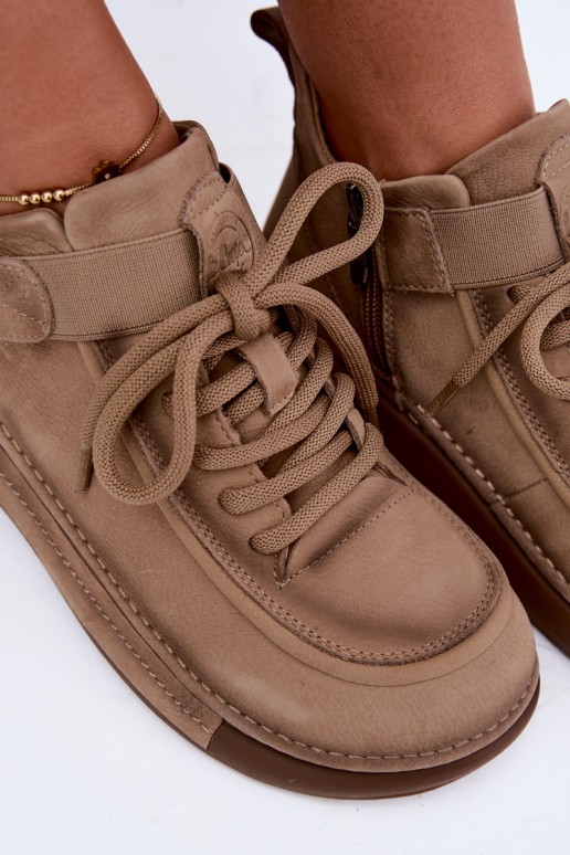 siltināti Sieviešu puszābaki Z Naturalnej Skóry Lee Cooper LCJ-26-19-4603 Haki krāsas
