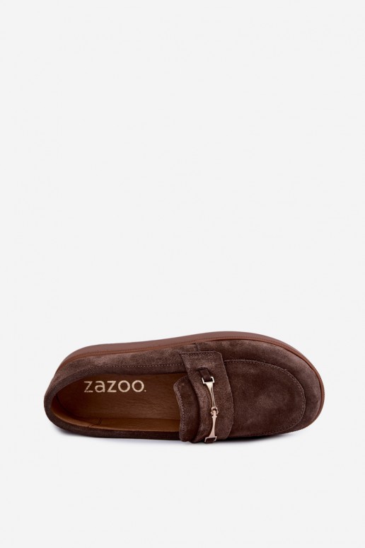 Mokasīni Barefoot zamšādas Zazoo 2016 brūnas krāsas