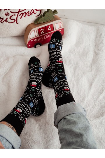 Vīriešu zeķes Christmas HO! HO! HO! Melns