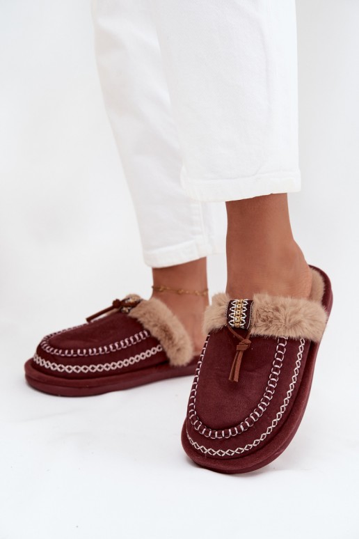 Čības  ar kažokādu I Haftem bordo krāsas Perivelle