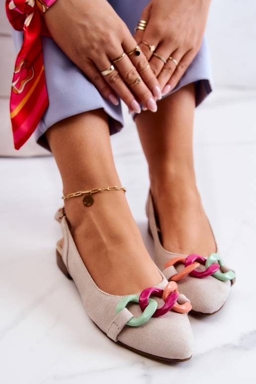 Zamšādas balerīnas Shoes ziloņkaula...