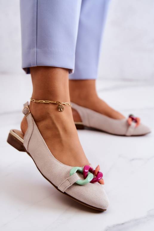 Zamšādas balerīnas Shoes ziloņkaula krāsas