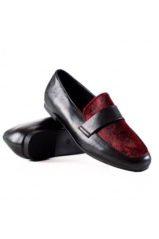 CZARNO-bordo krāsas krāsas apavi ar kažokādu