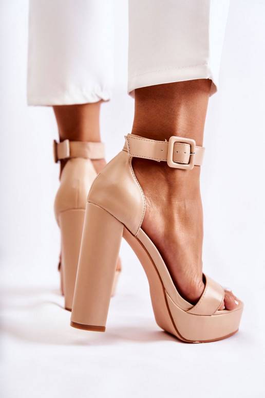 Sandales ar papēdi smilšu krāsas Medanos