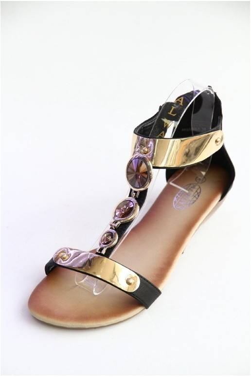 Sandales ar zelta krāsas metāla...